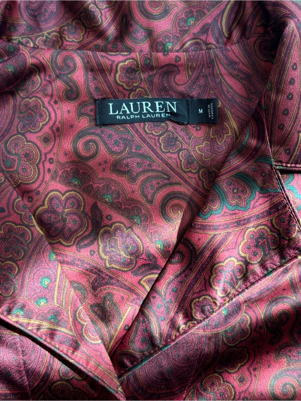 Ralph Lauren Burgundy Paisley Satin Pajama Set